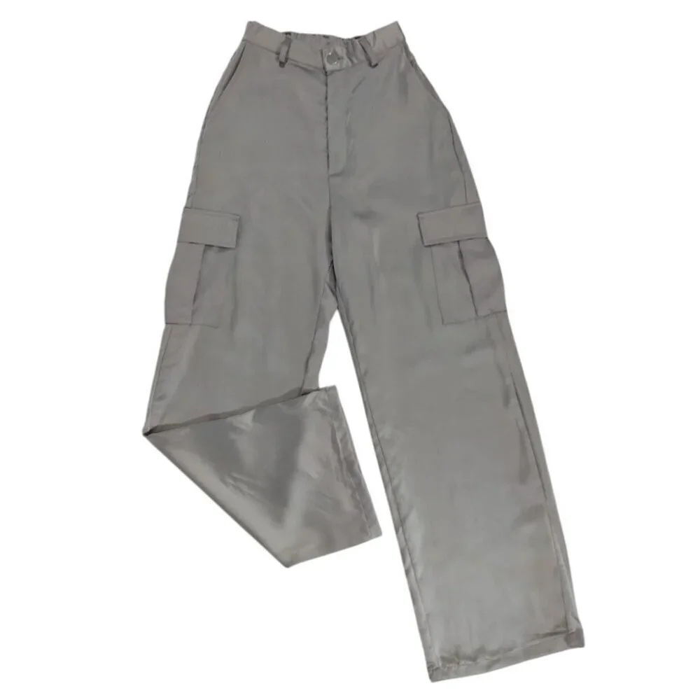 Good Luck Gem girls Gray Elastic Waist Cargo Pants With Pockets Medium.